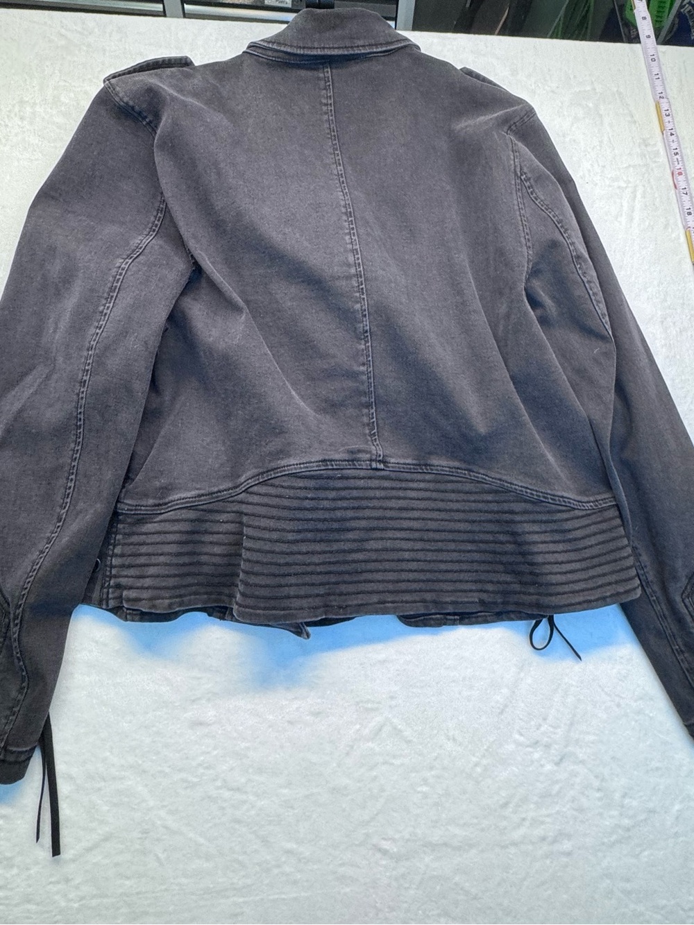 Lane Bryant Moto Jacket Gray Lace-Up Sleeve Stretch Jacket Plus 26 - Picture 10 of 10